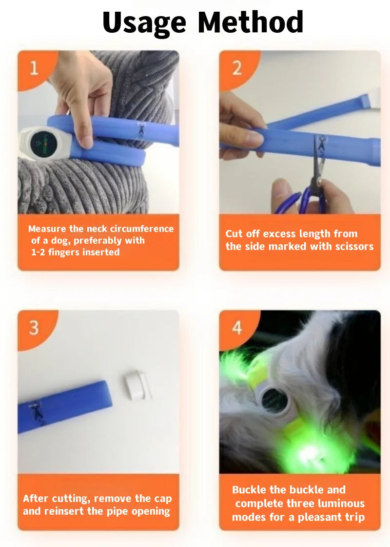 New Led Luminous Dog Collar PVC Waterproof , For Large Medium Small Dogs Collar Usb Light Night Safety Pet Glowing Accessories
