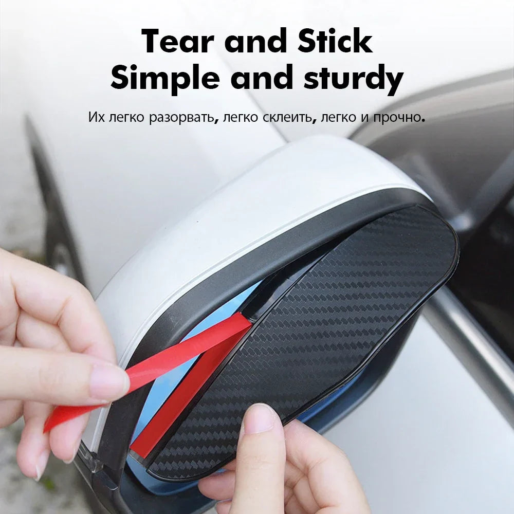 2PCS Car Rearview Mirror Rain Eyebrow Carbon Fiber Sun Visor Shade Cover Protector Clear Vision for Rain Car Mirror Accessories