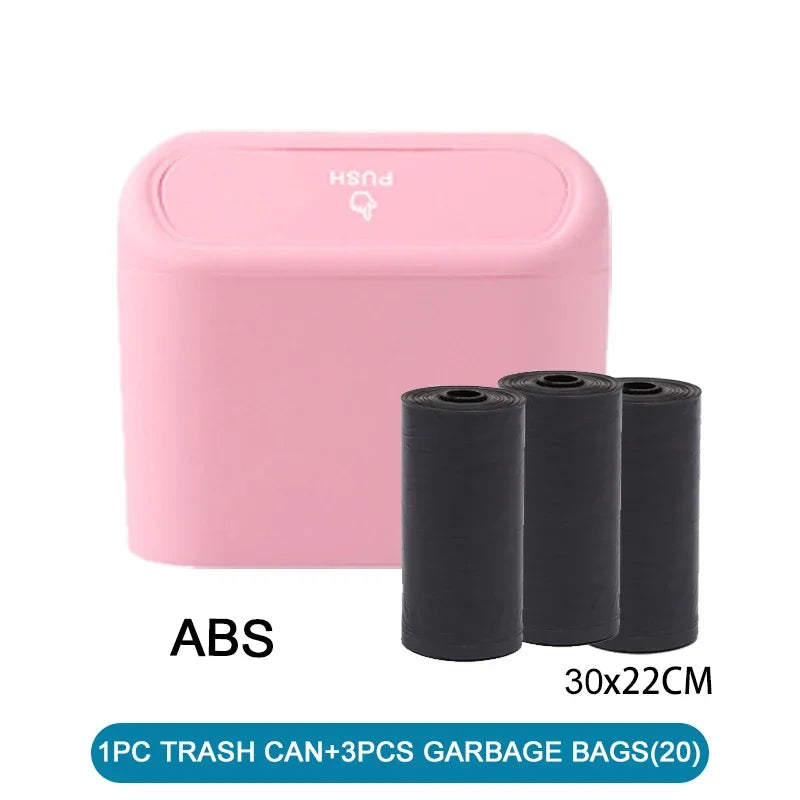 Car Trash Can (with Lid) Contains 60 (300) Garbage Bags, Small Car Trash Can, Leak-proof Mini Car Accessories